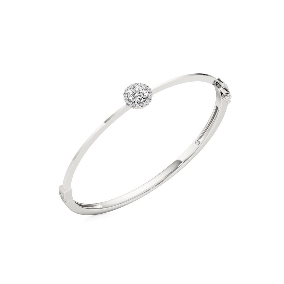 14k White Gold Grandeur and Elegance Stiff Oval Bangle