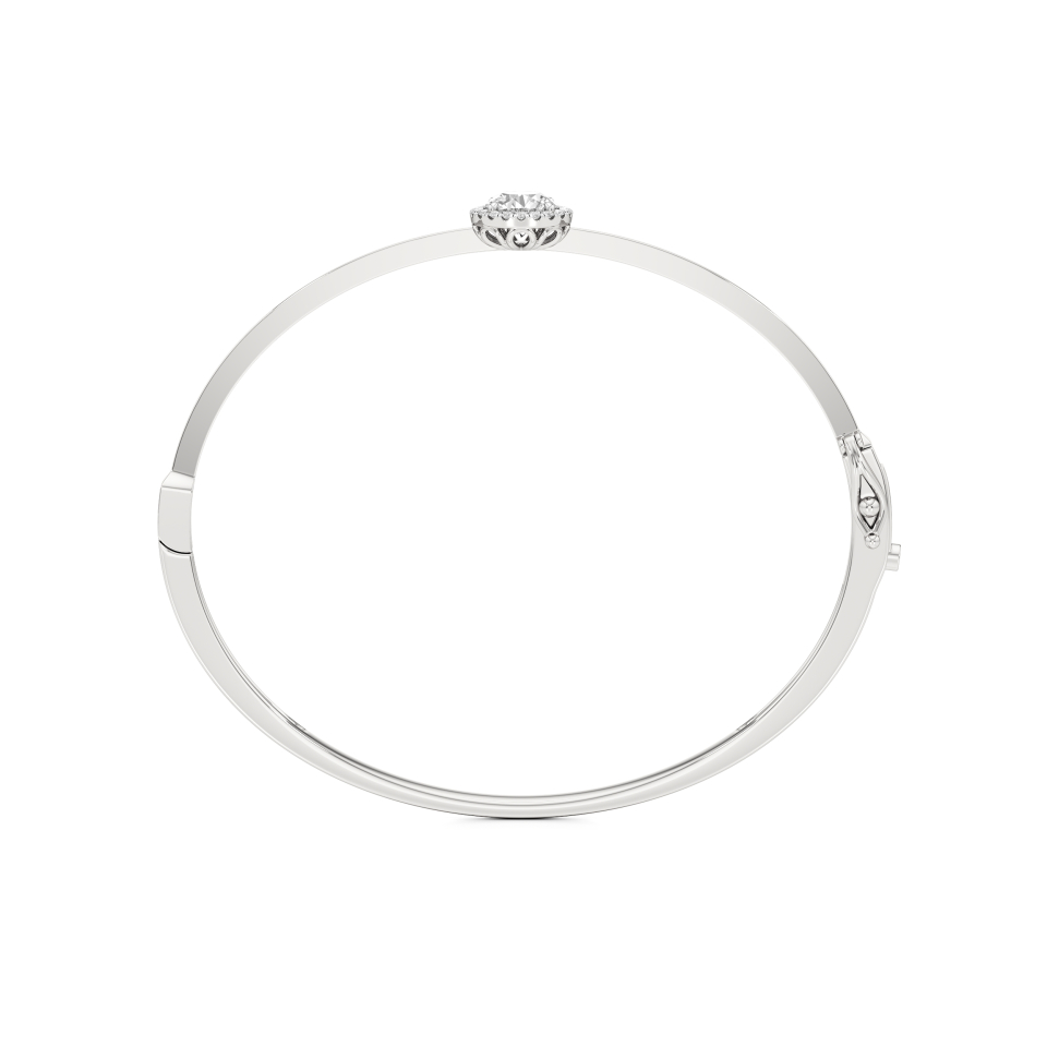 14k White Gold Grandeur and Elegance Stiff Oval Bangle
