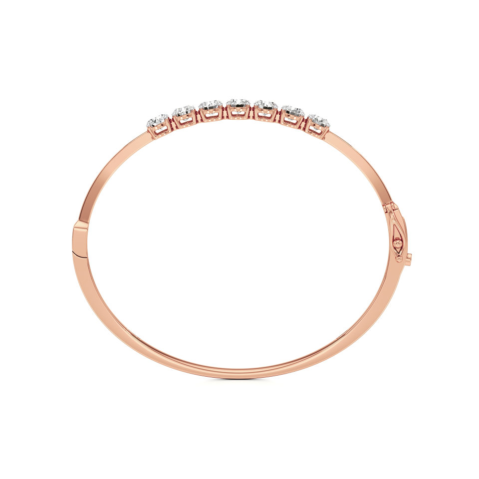 14k Rose Gold Sleek 7-stone Stiff Oval Bangle