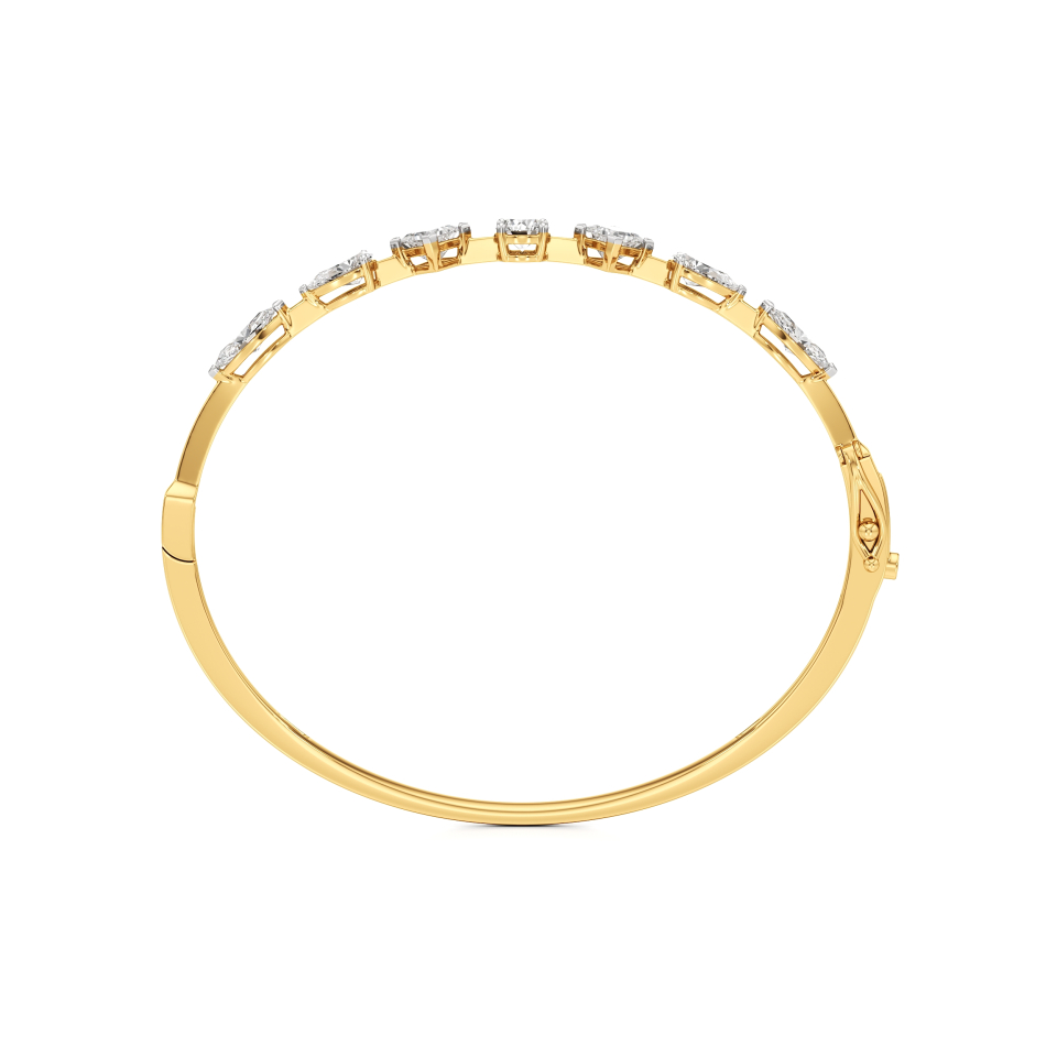 14k Yellow Gold Stunning multi-stone Stiff Oval Bangle