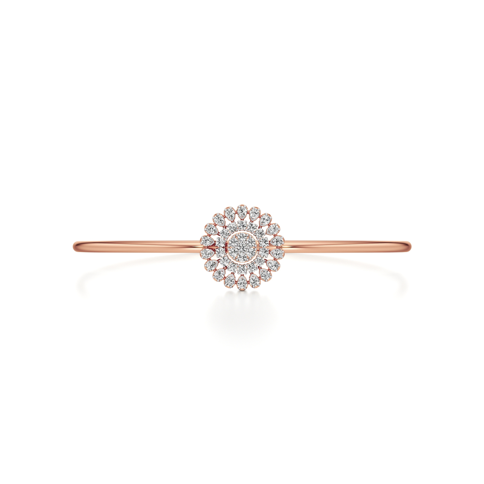 14k Rose Gold Floral Radiance Diamond Bangle