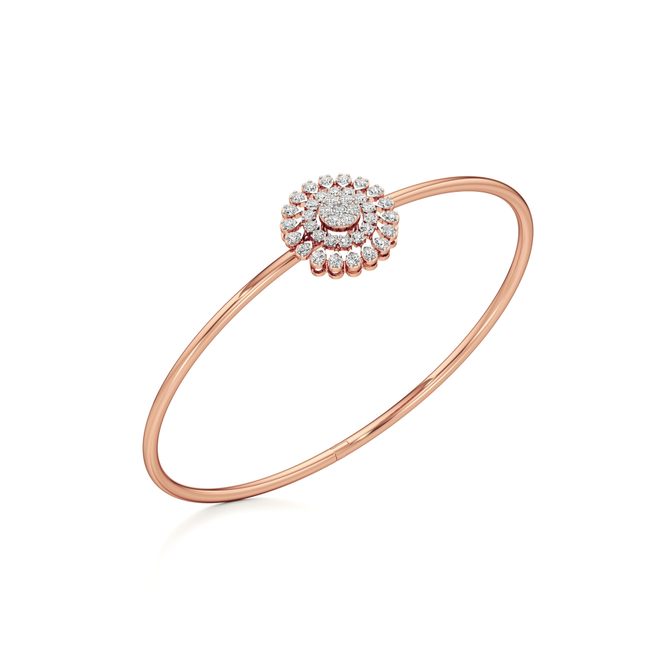 14k Rose Gold Floral Radiance Diamond Bangle