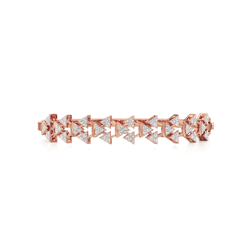 14k Rose Gold Trinity Spark Diamond Bangle