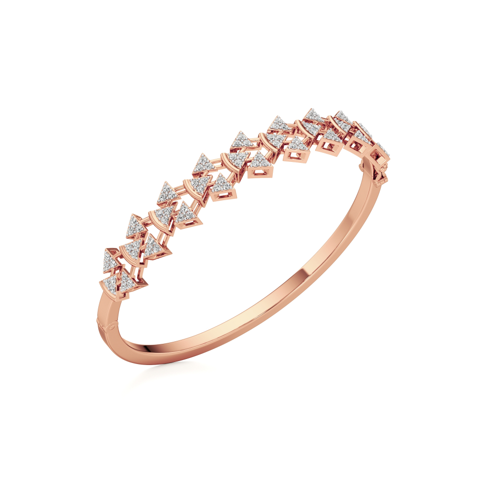 14k Rose Gold Trinity Spark Diamond Bangle