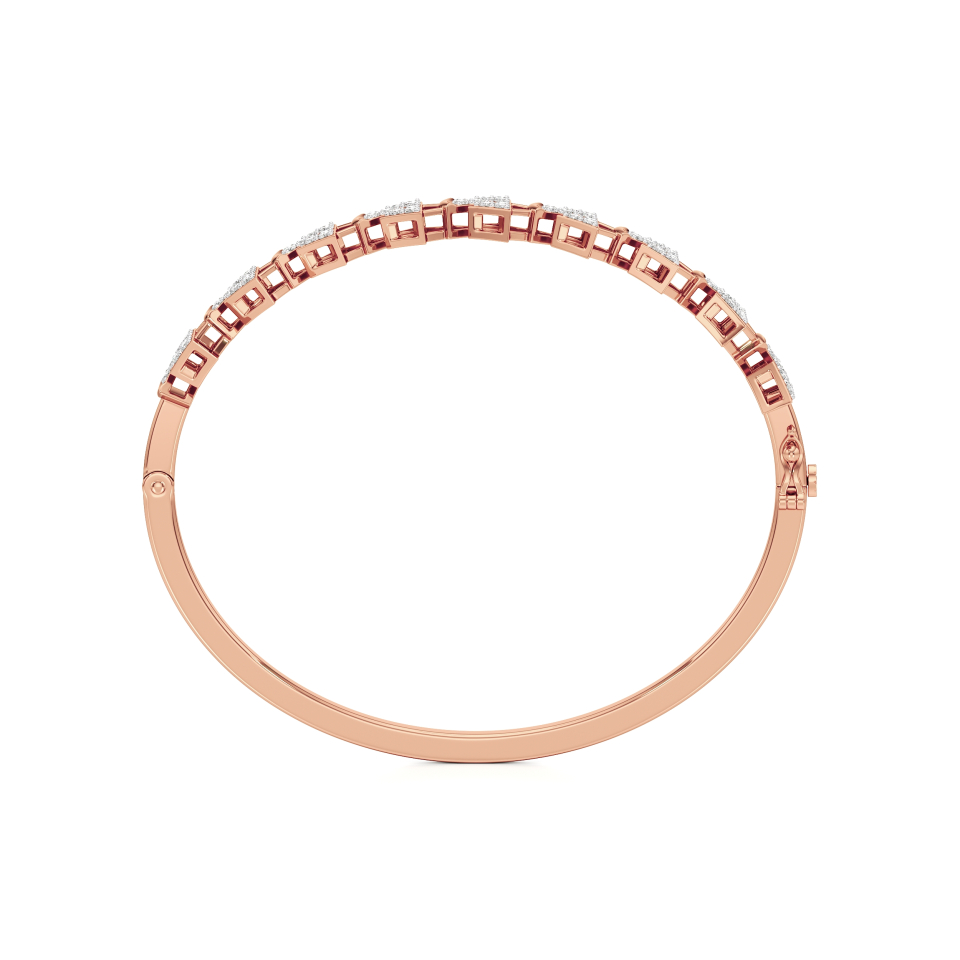 14k Rose Gold Trinity Spark Diamond Bangle