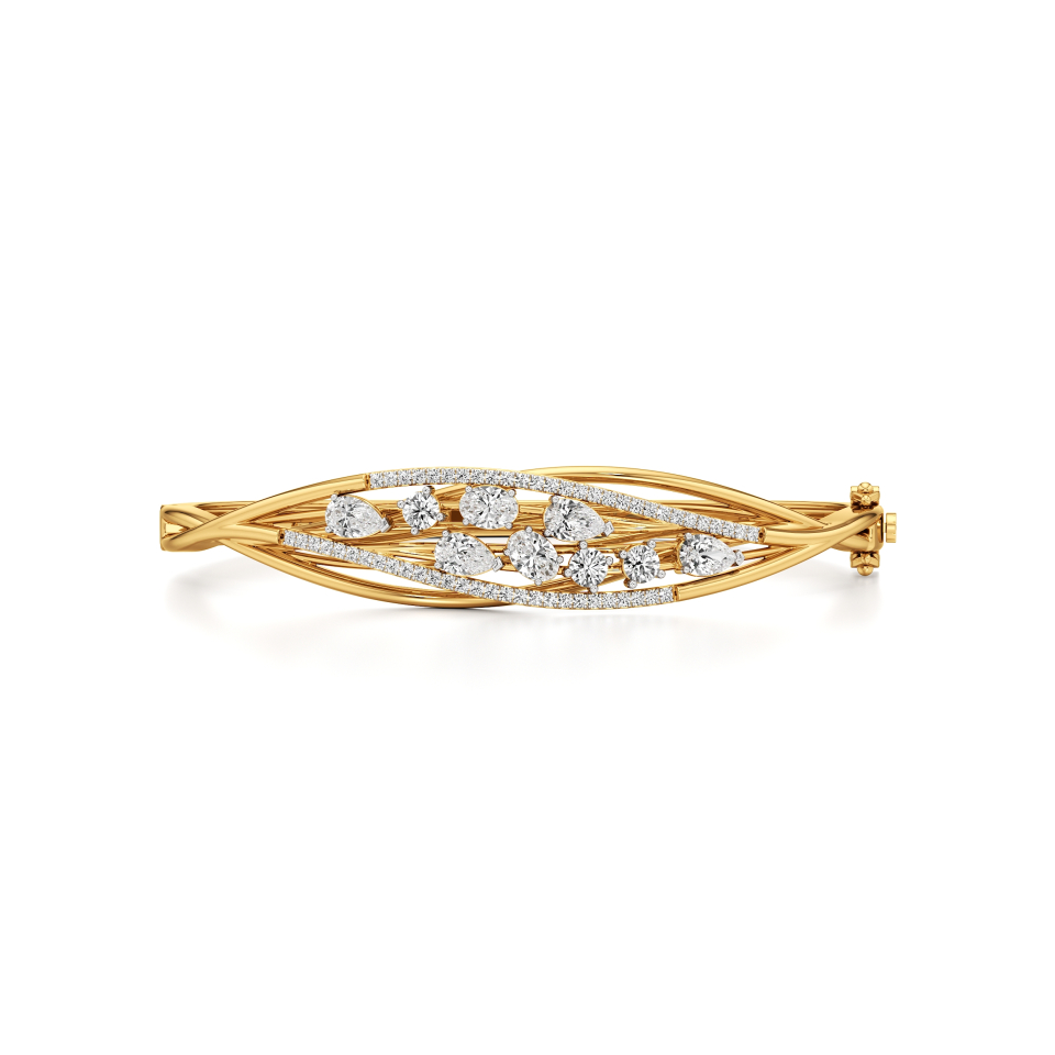 14k Yellow Gold Nature's Glow Diamond Bangle