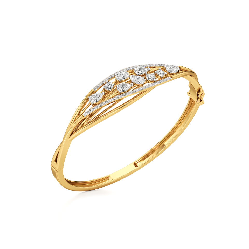 14k Yellow Gold Nature's Glow Diamond Bangle
