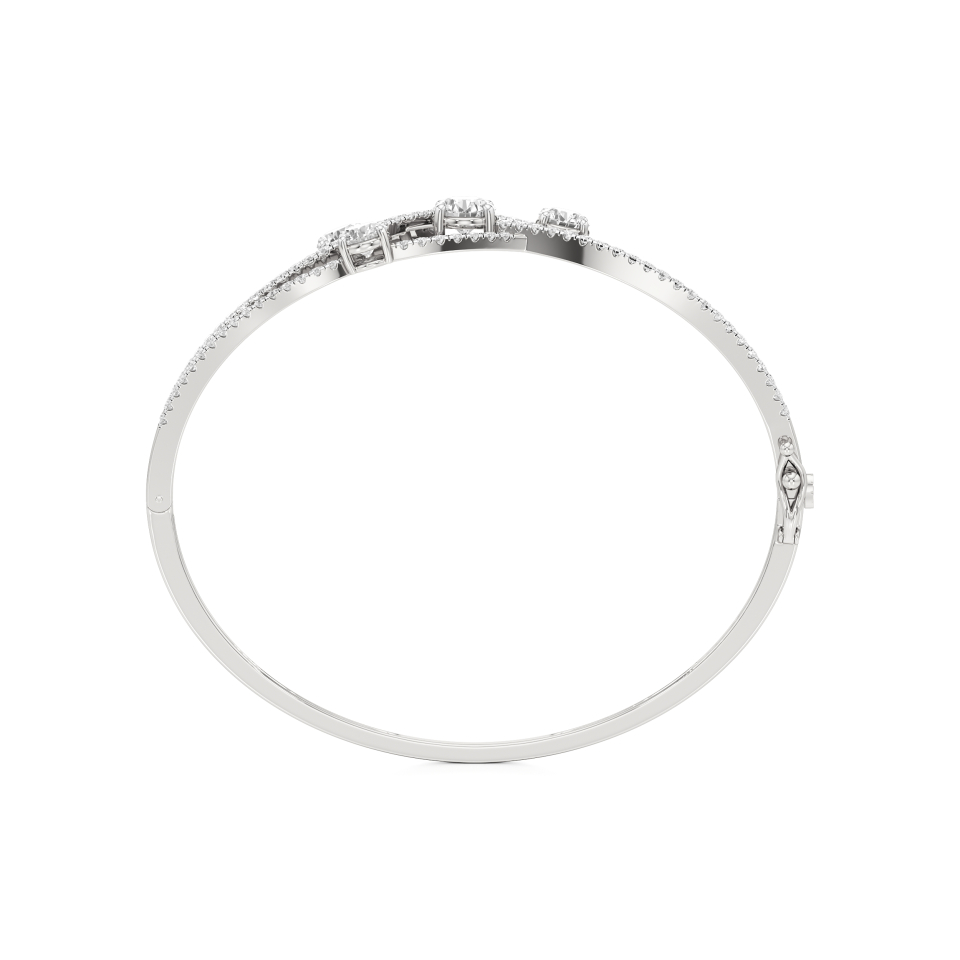 14k White Gold Twinkling Vine Diamond Bangle