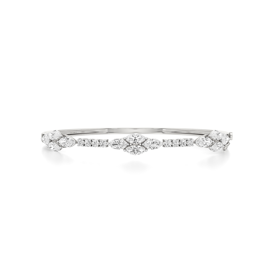 14k White Gold Radiant Elegance Diamond Bangle