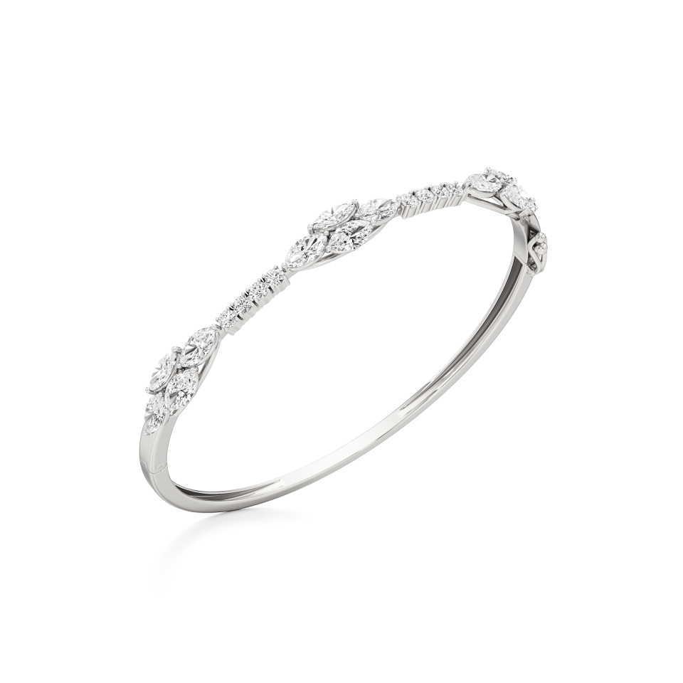 14k White Gold Radiant Elegance Diamond Bangle