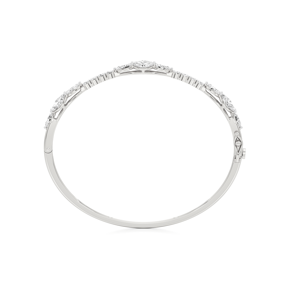 14k White Gold Radiant Elegance Diamond Bangle