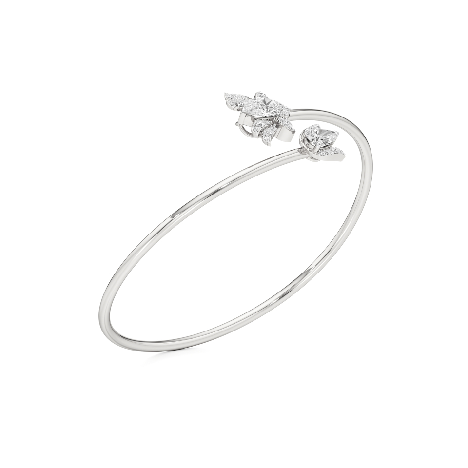 14k White Gold Nayva Lotus Elegance Diamond Bangle