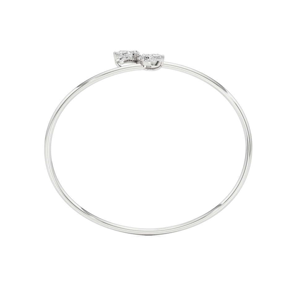 14k White Gold Nayva Lotus Elegance Diamond Bangle