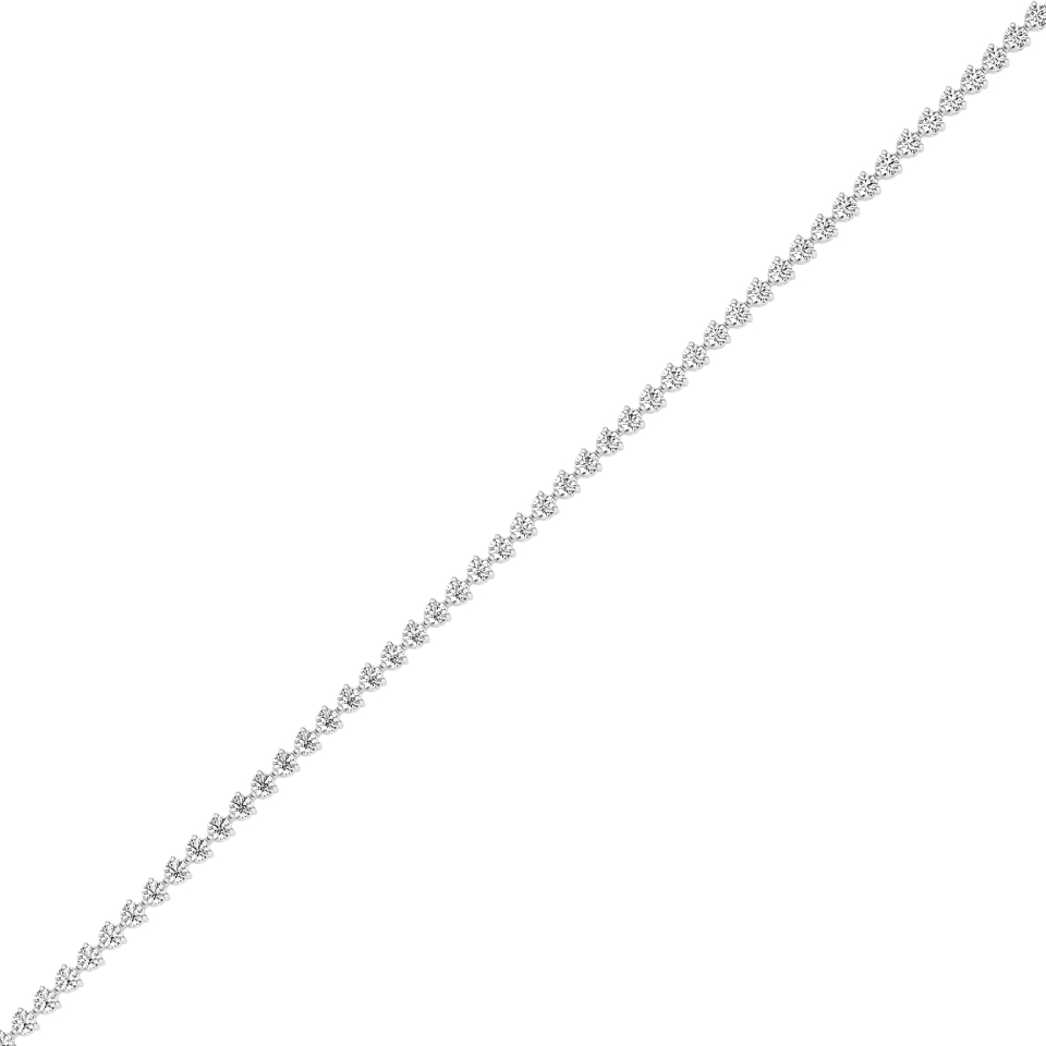 14k White Gold Stunning 3-Prong Round Tennis Bracelet