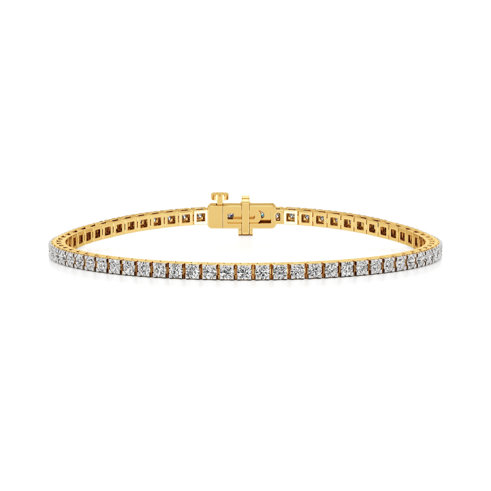 14k Yellow Gold Exquisite Square Prong Tennis Bracelet