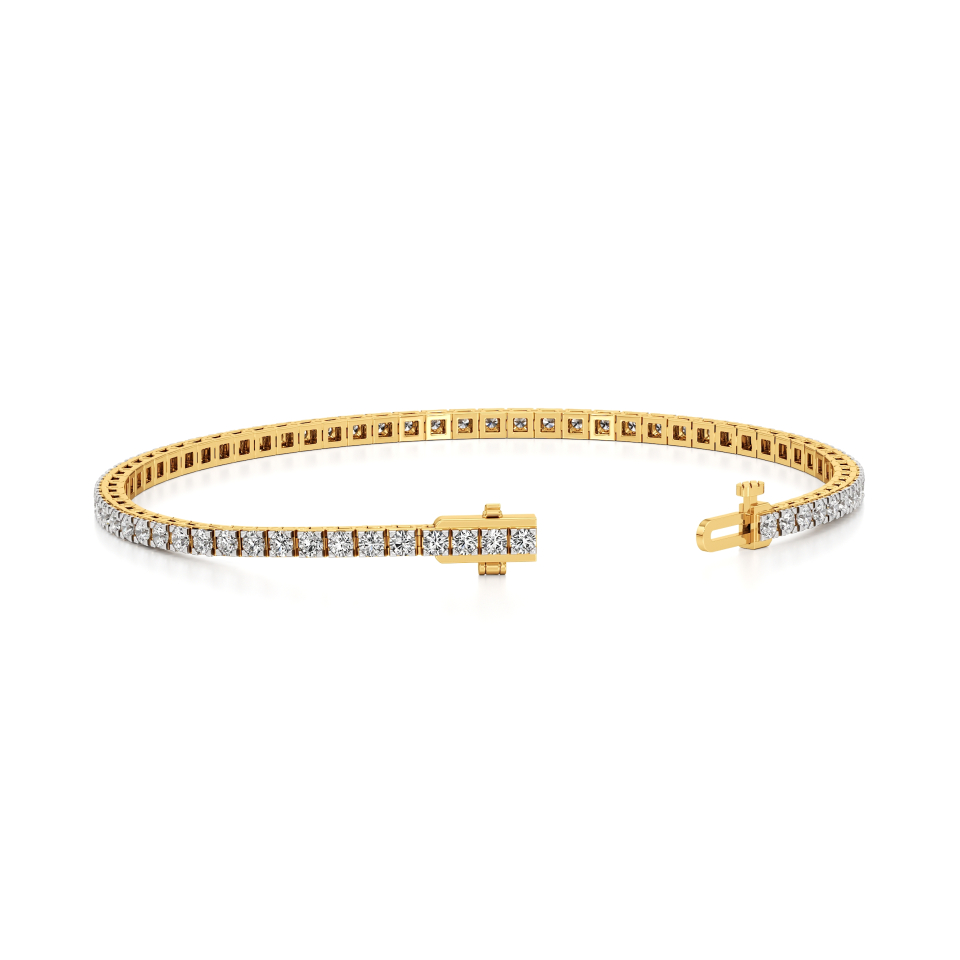 14k Yellow Gold Exquisite Square Prong Tennis Bracelet