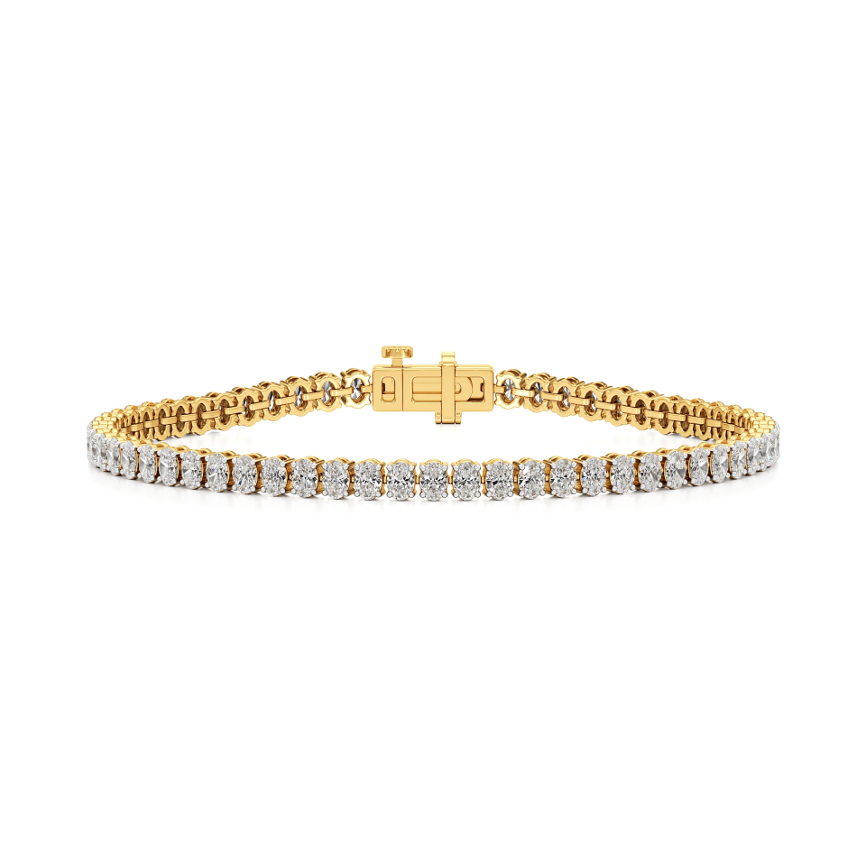 14k Yellow Gold Lustre Oval Tennis Bracelet