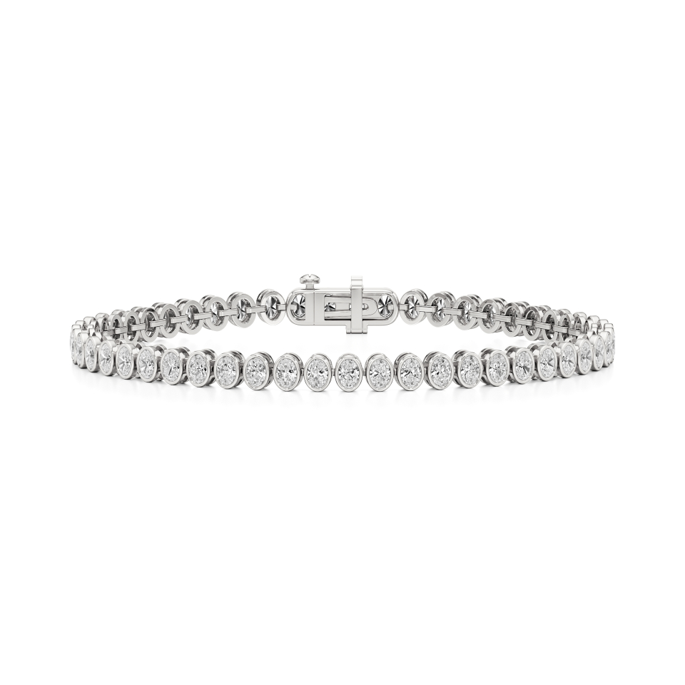 14k White Gold Ethereal Oval Bezel Bracelet