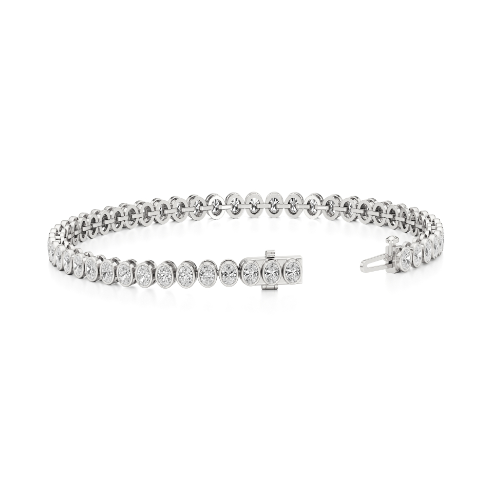 14k White Gold Ethereal Oval Bezel Bracelet