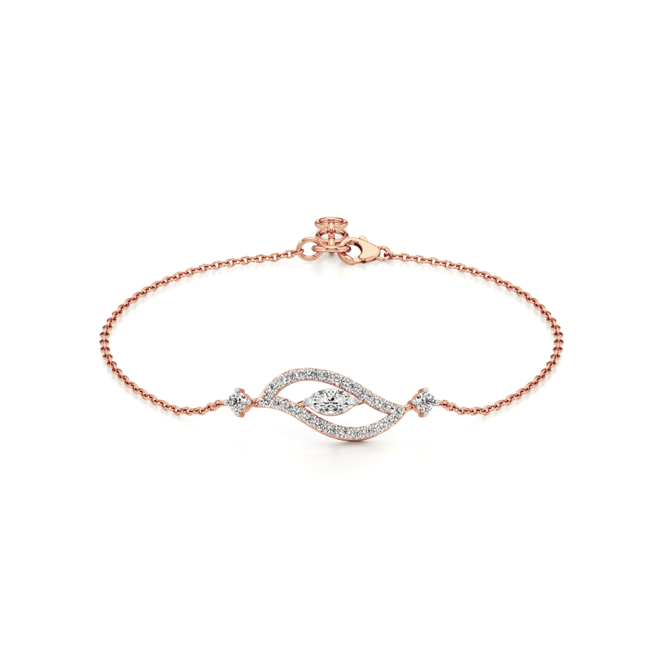 14k Rose Gold Marquise Gleam Diamond Bracelet