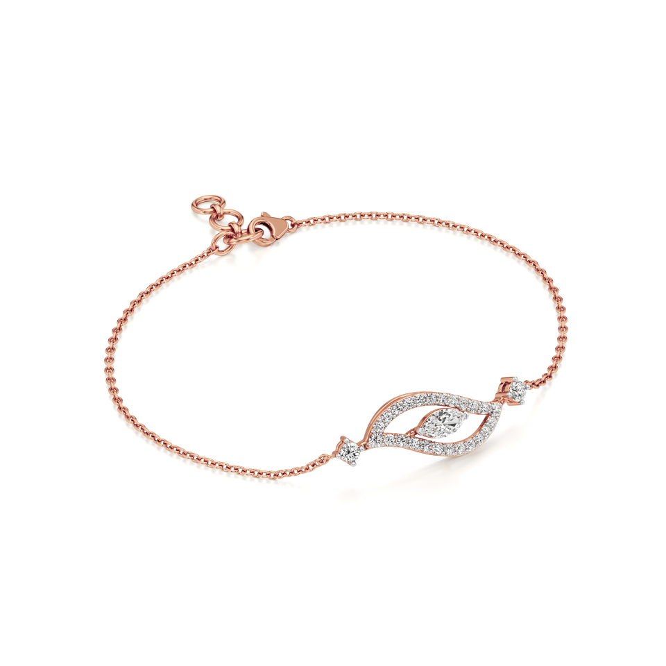 14k Rose Gold Marquise Gleam Diamond Bracelet