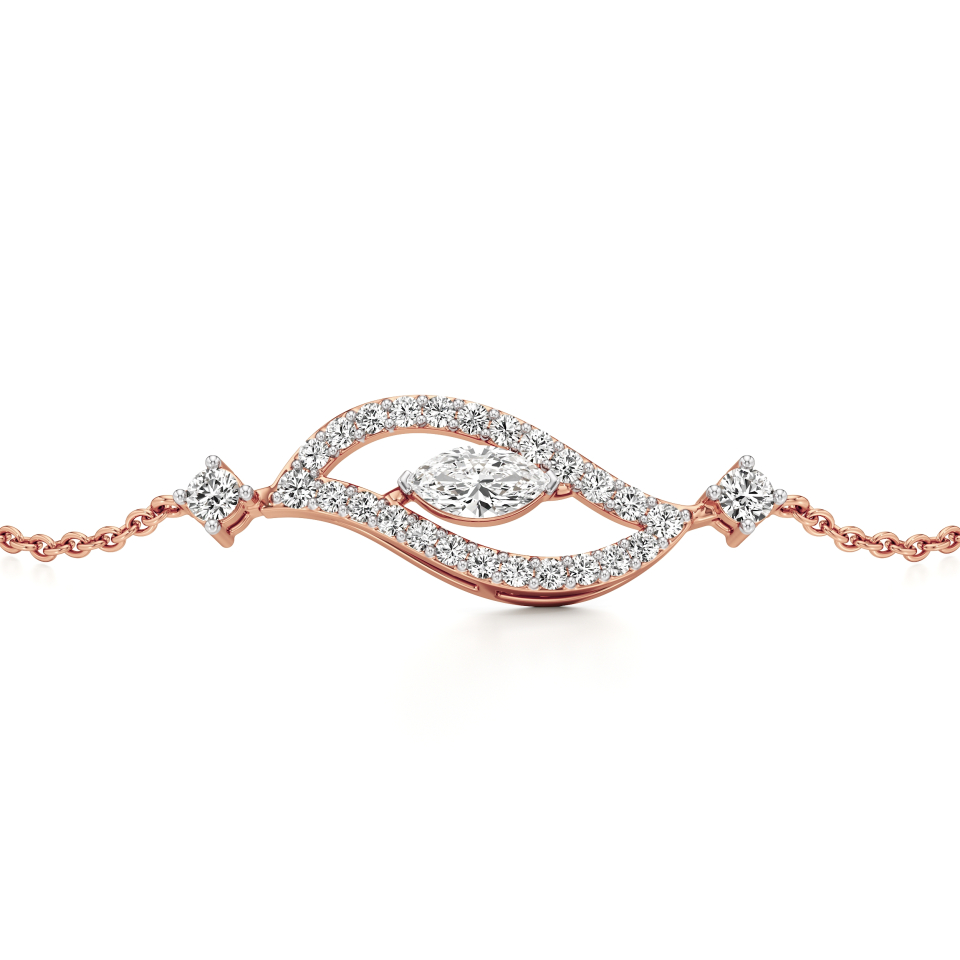 14k Rose Gold Marquise Gleam Diamond Bracelet