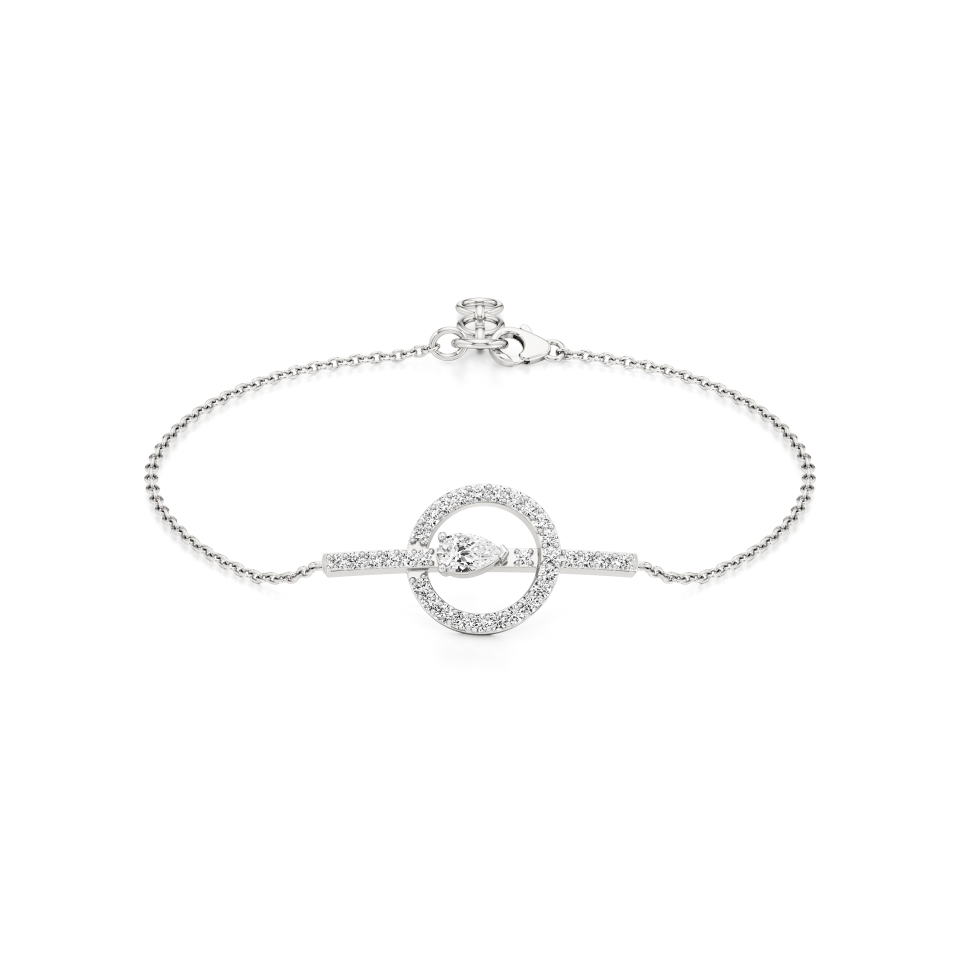 14k White Gold Aakarsha Halo Pear Diamond Bracelet