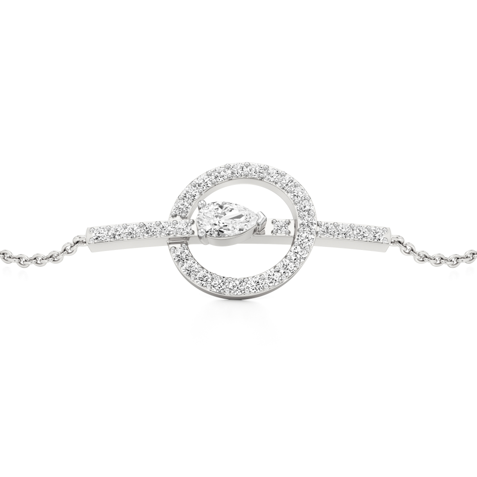 14k White Gold Aakarsha Halo Pear Diamond Bracelet
