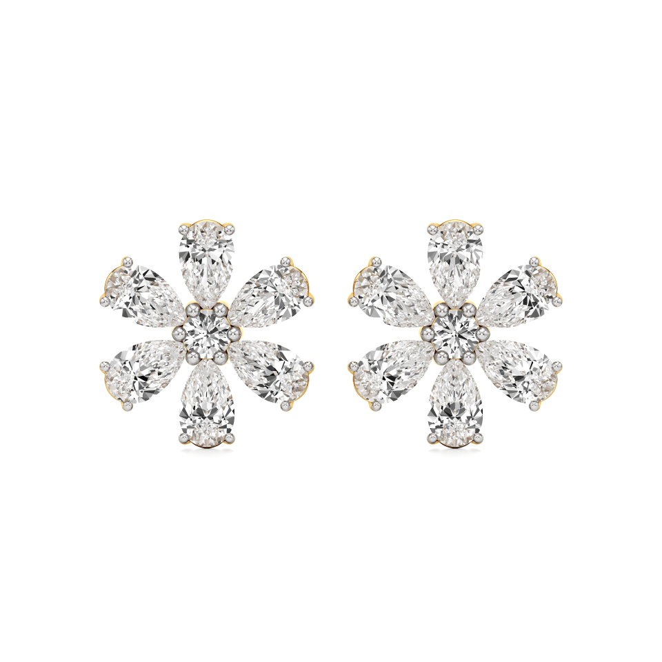 14k Yellow Gold Celestial Bloom Diamond Earrings