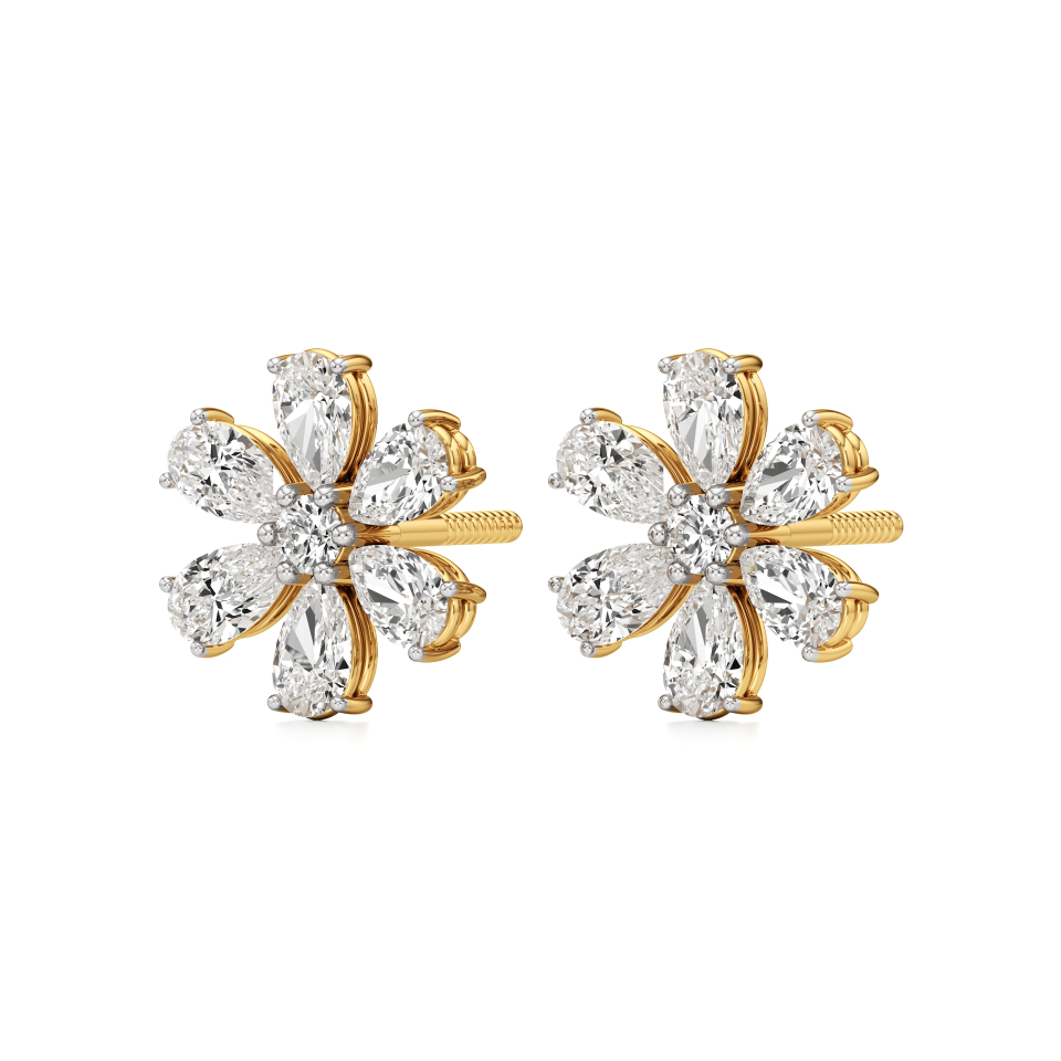 14k Yellow Gold Celestial Bloom Diamond Earrings