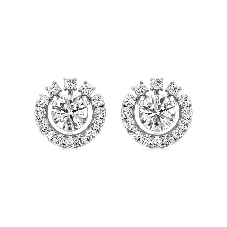 14k White Gold Aurora Halo Diamond Stud Earrings
