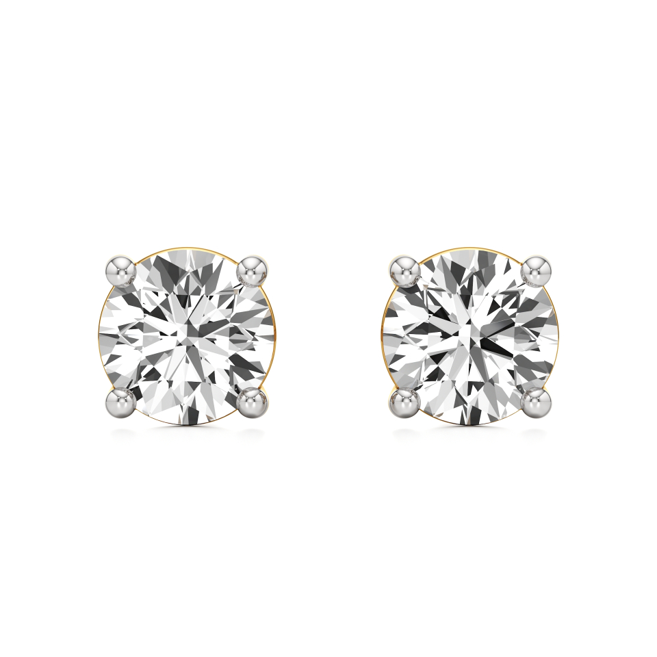 14k Yellow Gold Glimmering Baby Diamond Stud Earrings