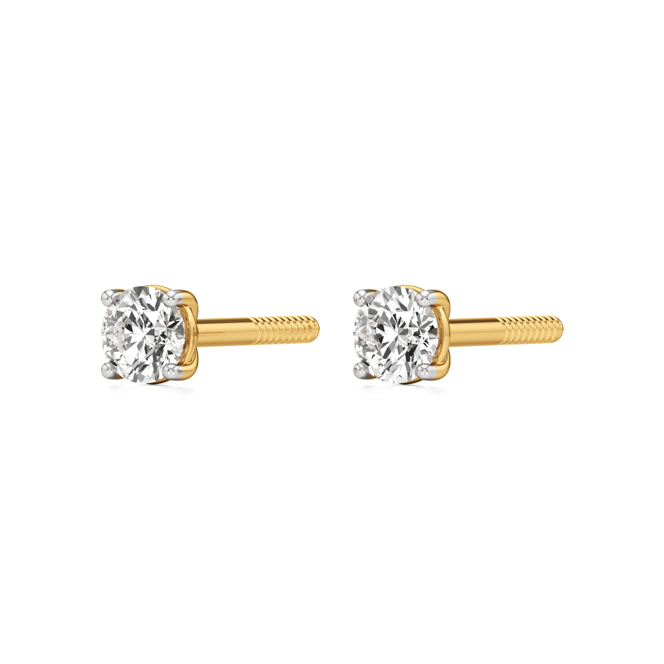 14k Yellow Gold Glimmering Baby Diamond Stud Earrings
