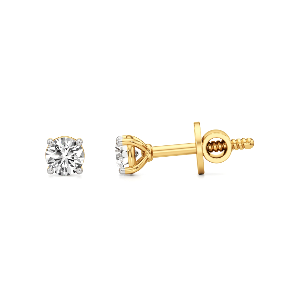 14k Yellow Gold Glimmering Baby Diamond Stud Earrings