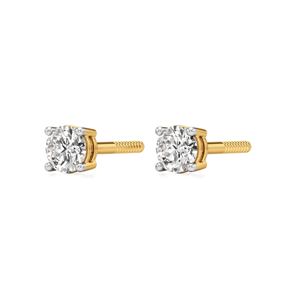 14k Yellow Gold Brilliant Spark Baby Diamond Stud Earrings