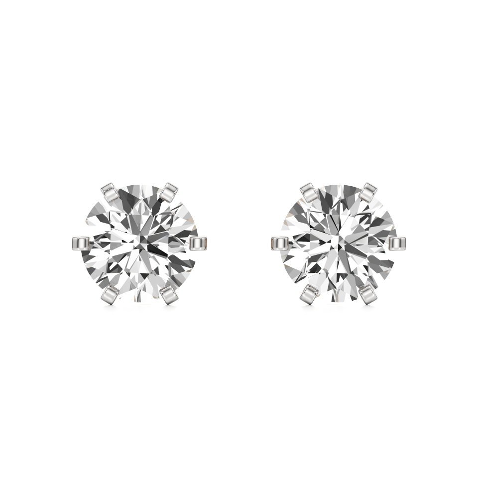 14k Yellow Gold Elegant 6-Prong Solitaire Diamond Stud Earrings