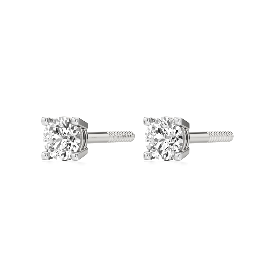 14k White Gold Elysian Square Diamond Stud Earrings