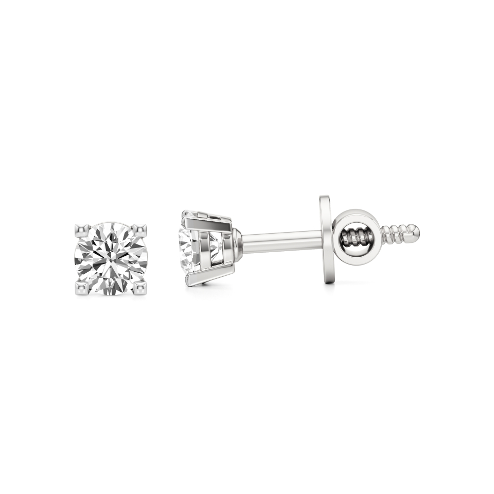 14k White Gold Elysian Square Diamond Stud Earrings
