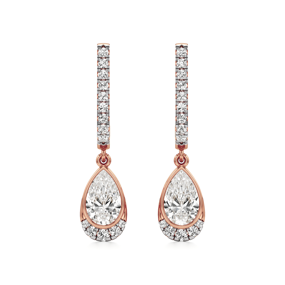 14k Rose Gold Water Drop Pear Dangle Earrings