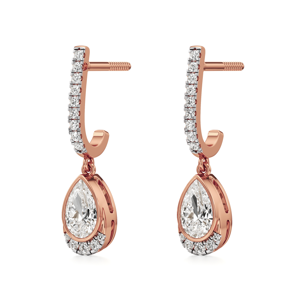 14k Rose Gold Water Drop Pear Dangle Earrings