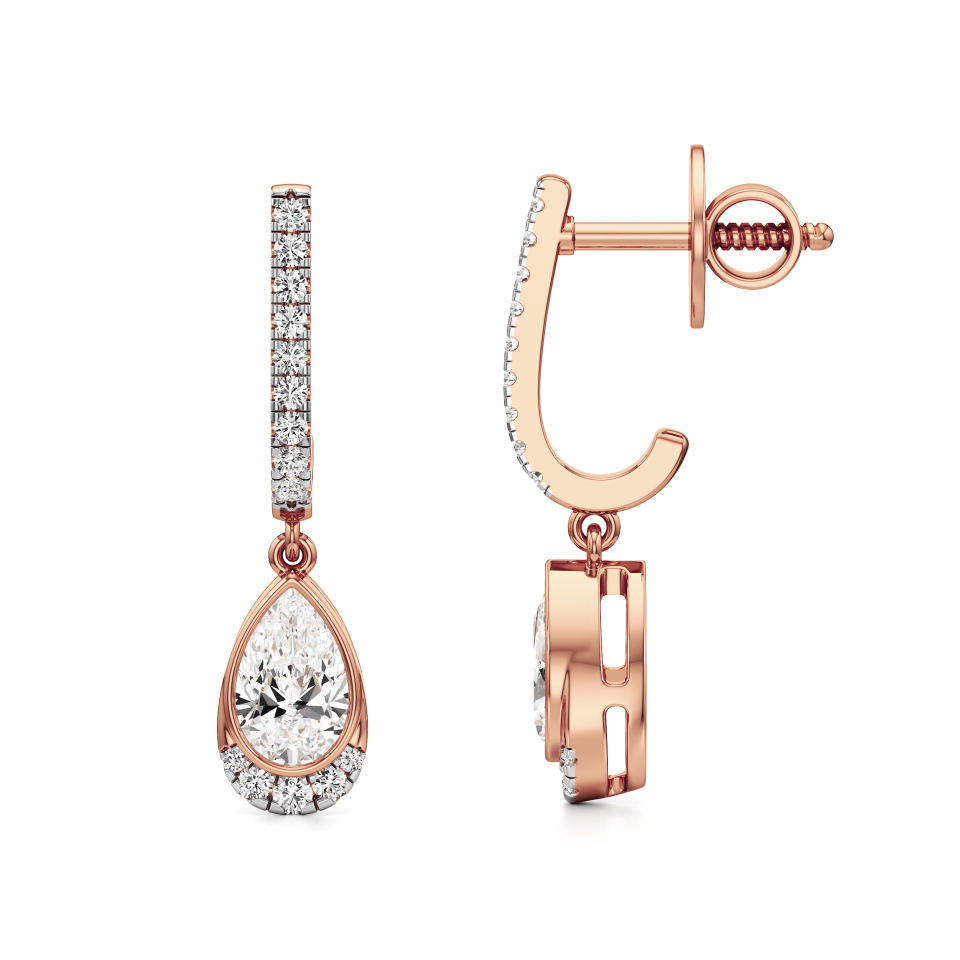 14k Rose Gold Water Drop Pear Dangle Earrings