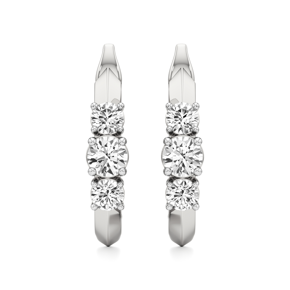 14k White Gold Luminous Elegant Huggie Hoop Earrings