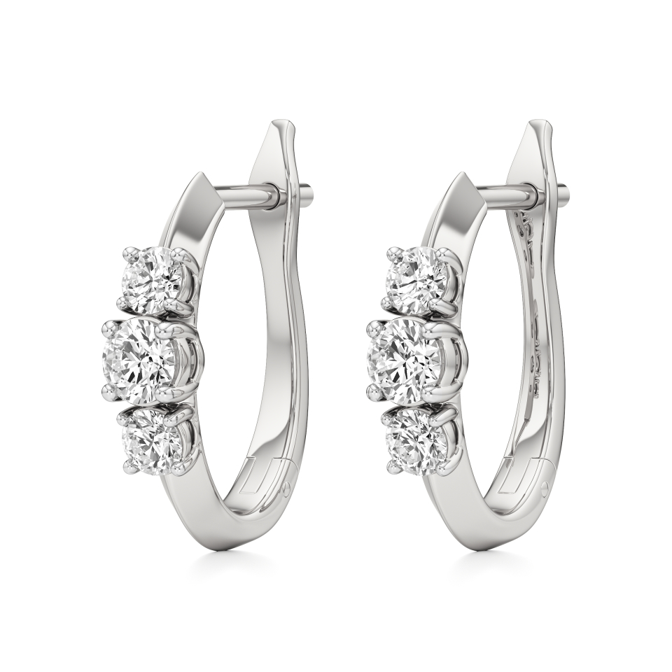 14k White Gold Luminous Elegant Huggie Hoop Earrings