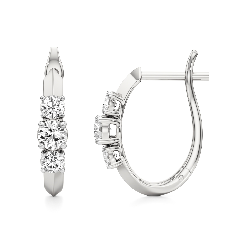 14k White Gold Luminous Elegant Huggie Hoop Earrings