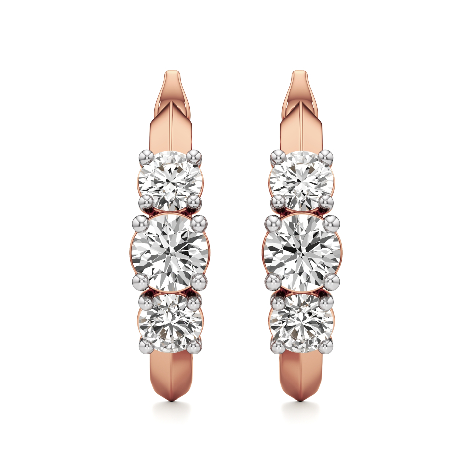 14k Rose Gold Radiant Elegant Huggie Hoop Earrings