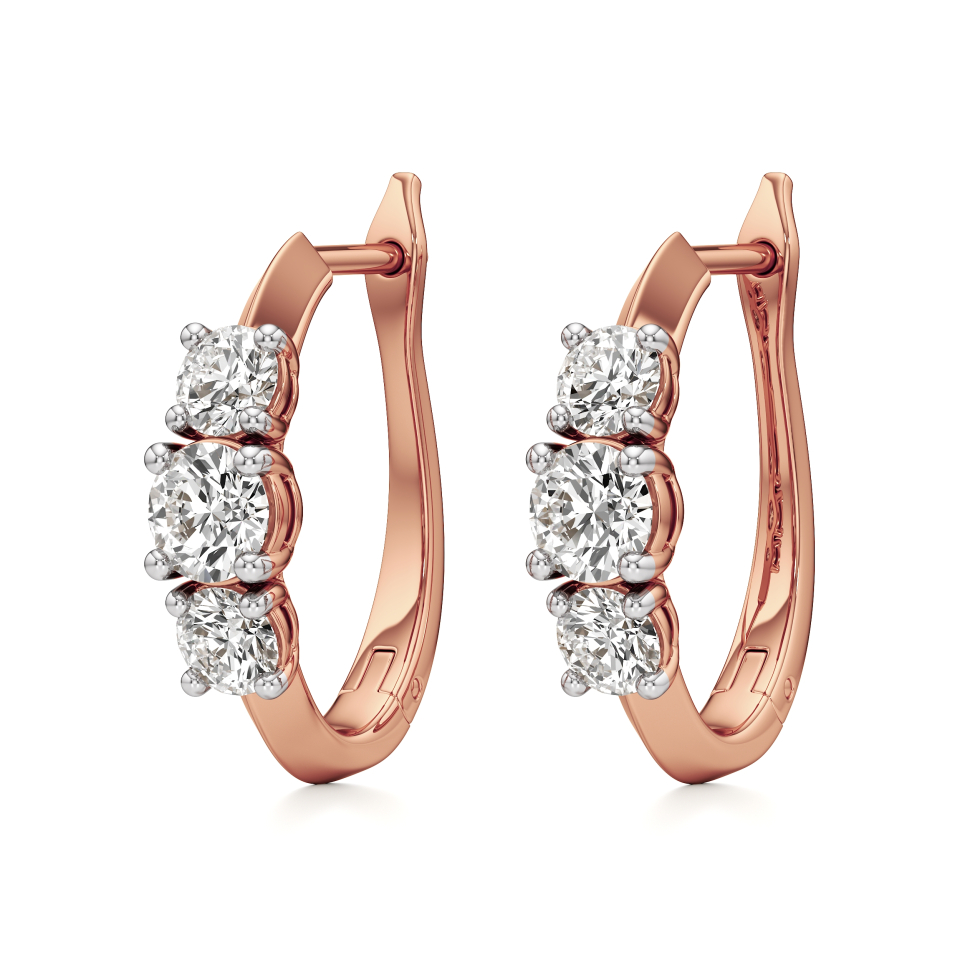 14k Rose Gold Radiant Elegant Huggie Hoop Earrings