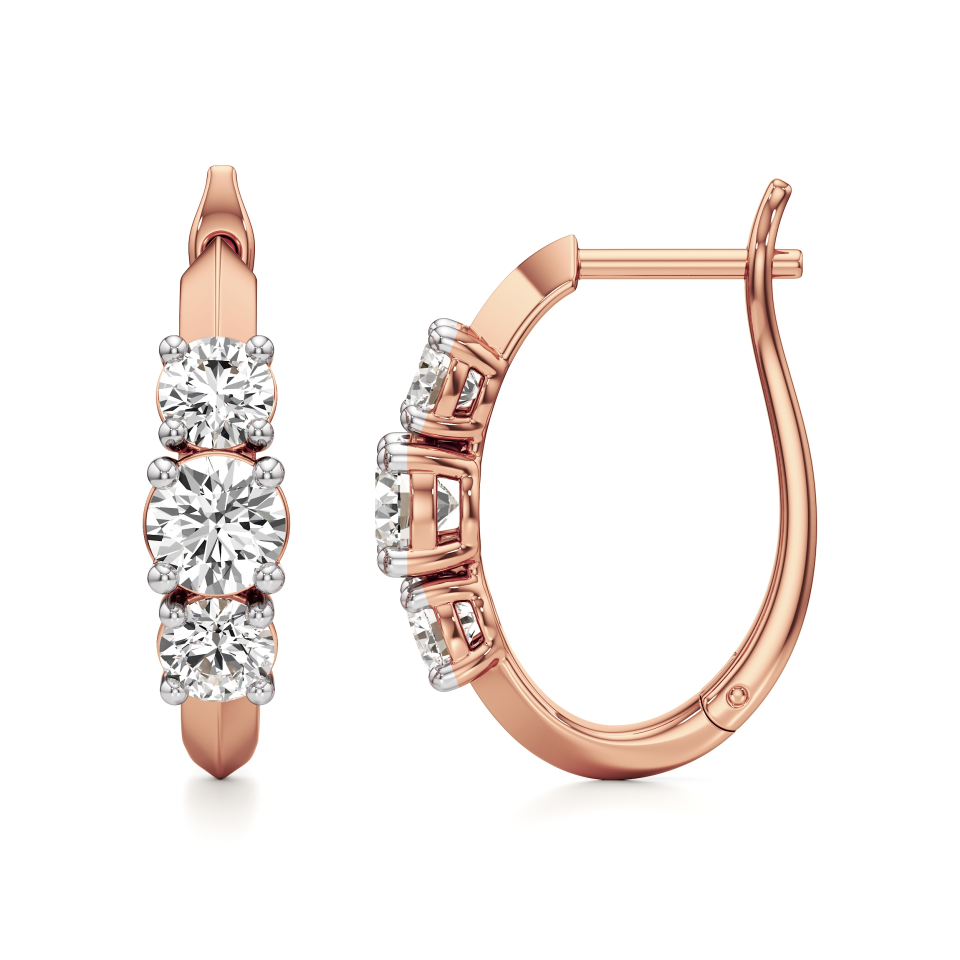 14k Rose Gold Radiant Elegant Huggie Hoop Earrings