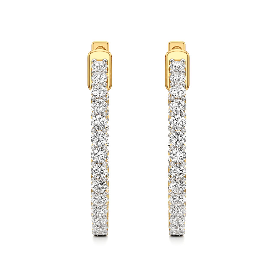 14k Yellow Gold Eclipse Inside-Outside Hoop Earrings