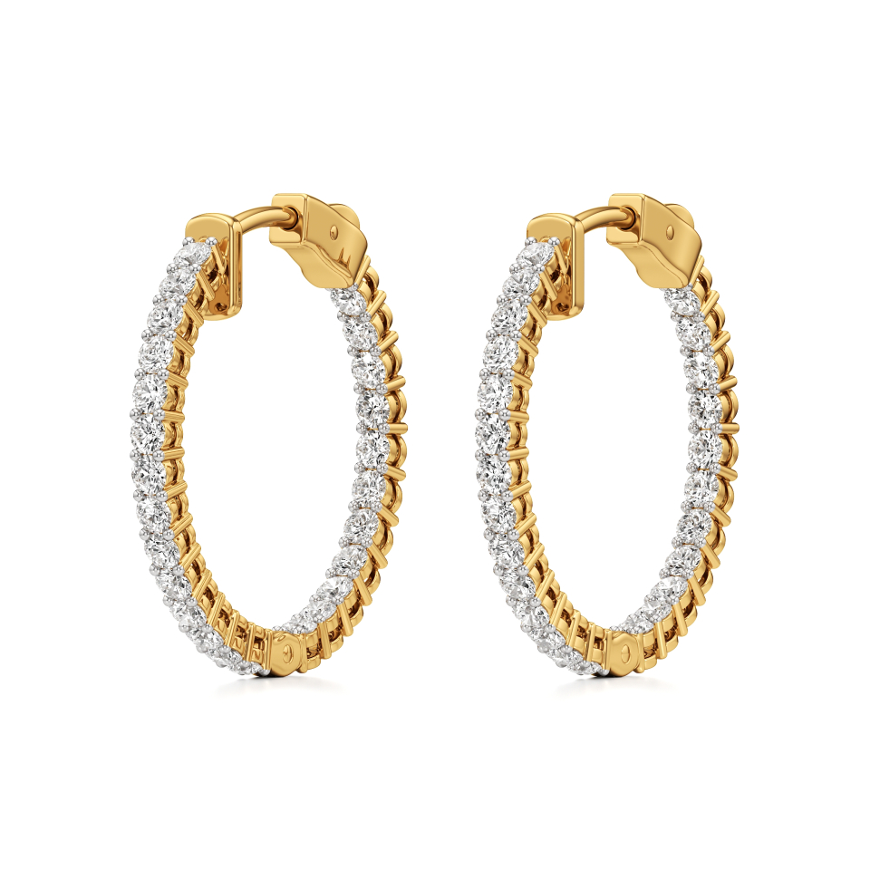 14k Yellow Gold Eclipse Inside-Outside Hoop Earrings