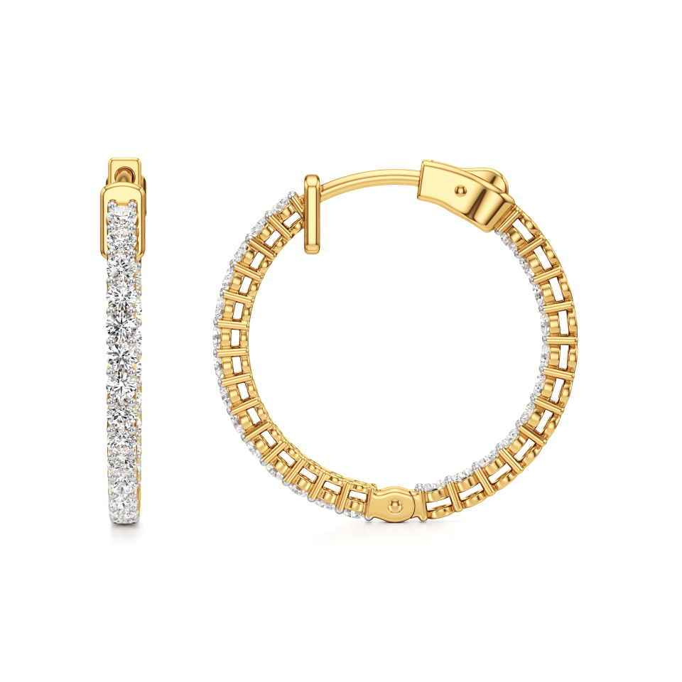 14k Yellow Gold Eclipse Inside-Outside Hoop Earrings